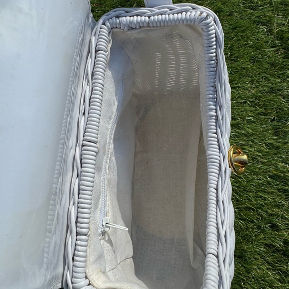 Vintage 1960s White Wicker Purse• Shoulder Strap • Mid-Century Handbag - Picture 11 of 16